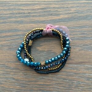 Blue Beaded Bracelet Stack